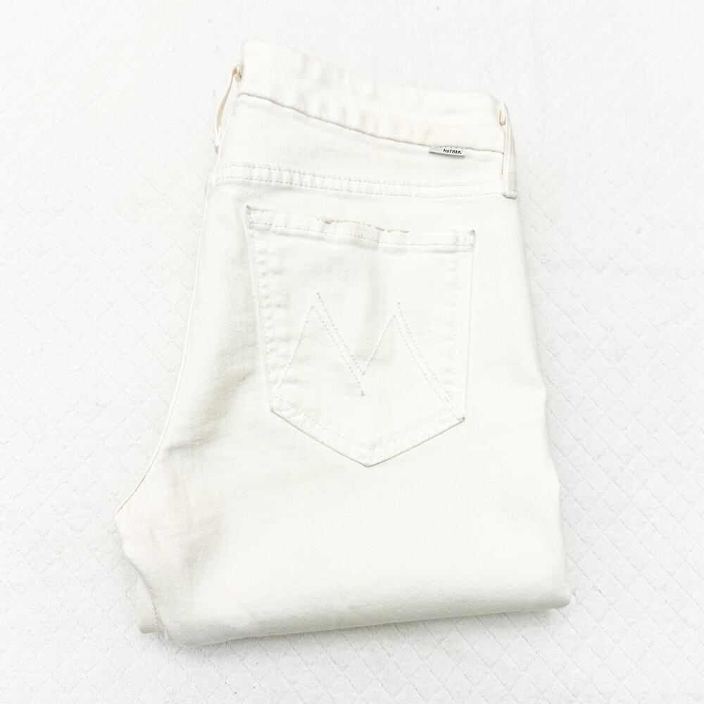 Mother The Looker Crop Stayin' Alive White Cream Denim Jeans Zip Fly Size 29